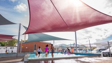 Shade sails over playground