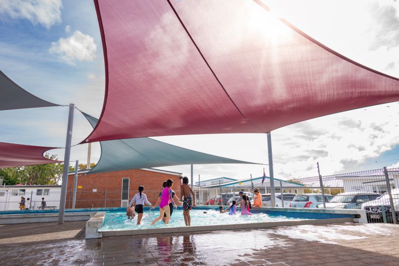 Shade sails over playground