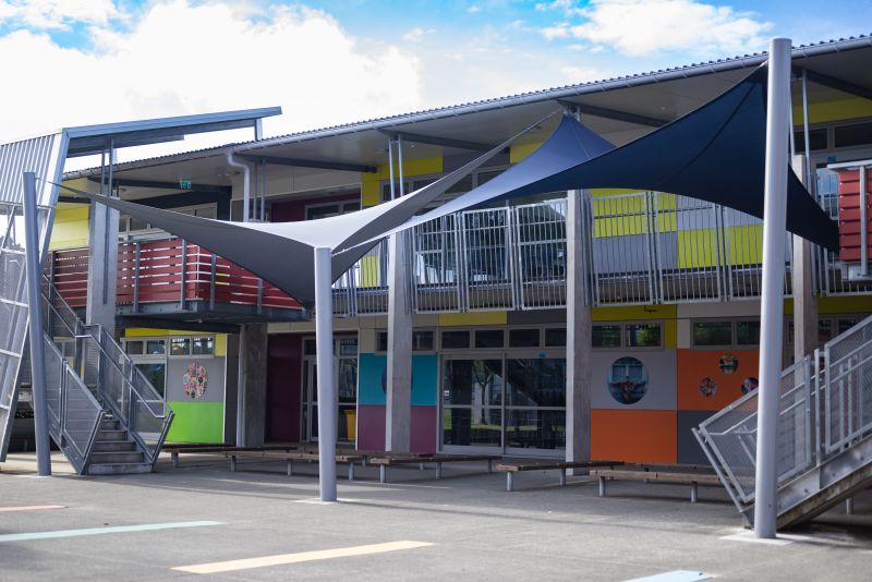 Shade sails over school